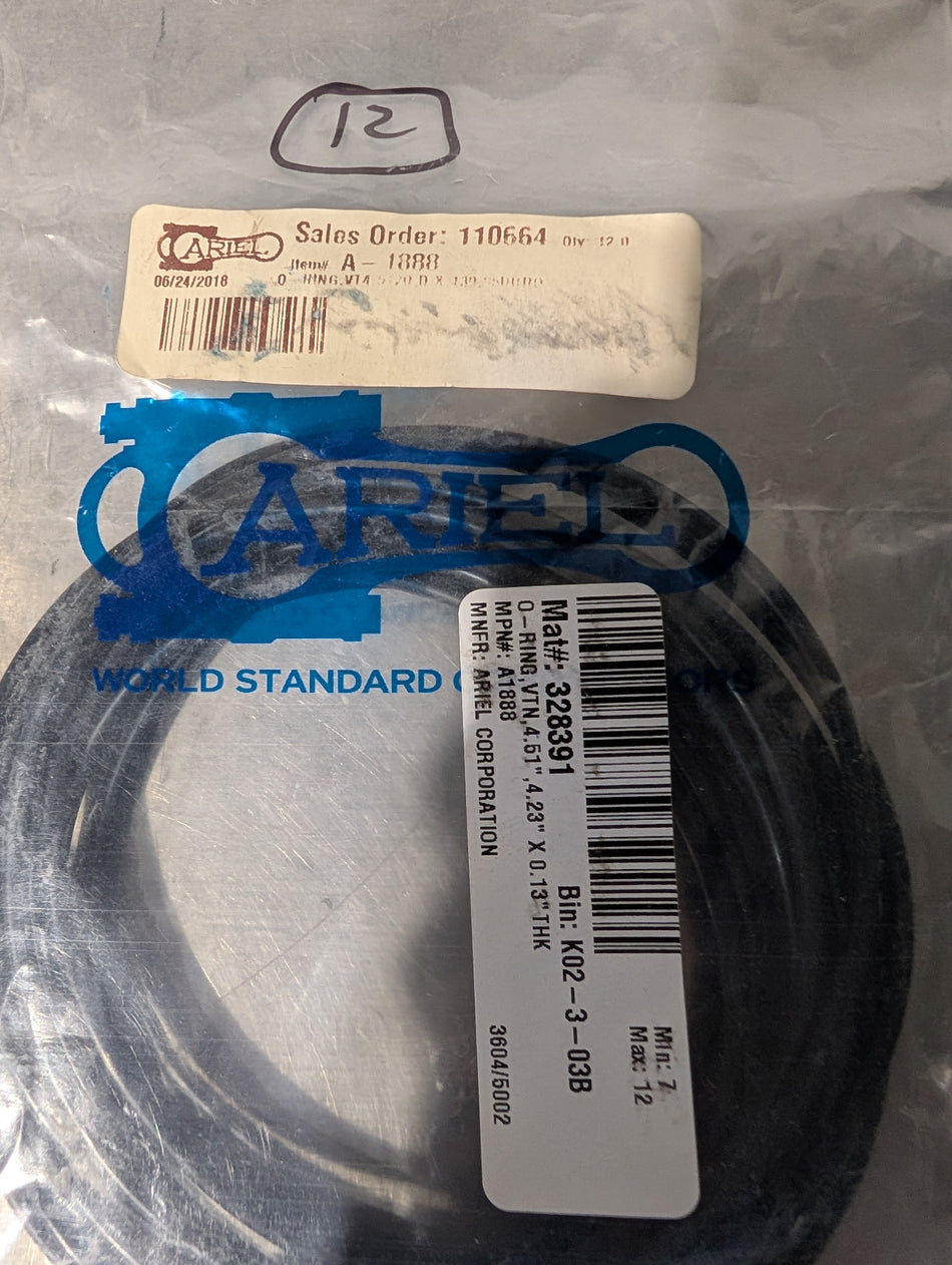 Ariel - O-Ring, VTN, 4.51" x 0.13" THK - 12 PACK - A1888- New