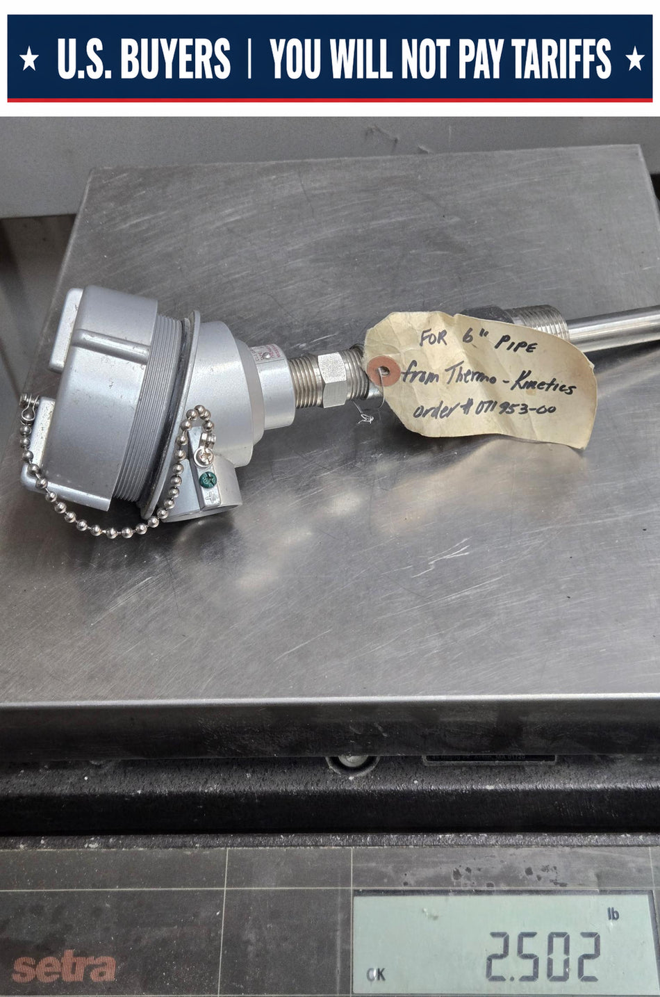 Thermo Kinetics Probe Assembly 100 ohm 6" RAZD3UHX, RAII-D100E4-003.5-ZD3.5-UH with 6" thermal well