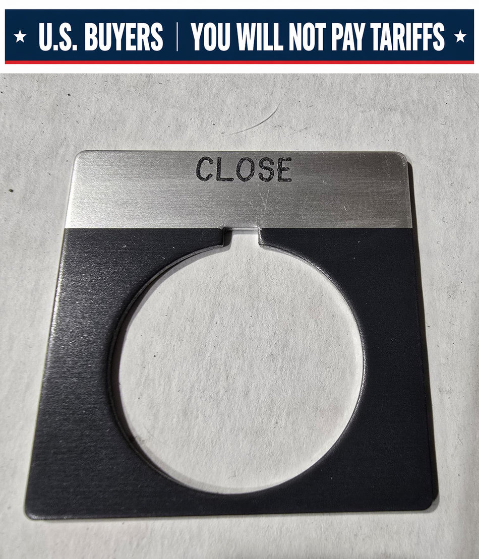 ALLEN BRADLEY 800T-X502  STANDARD LEGEND PLATE  MARKED: CLOSE  MATERIAL: ALUMINIUM (LOT OF 7)