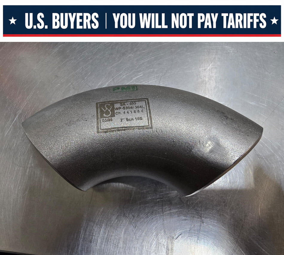 Schulz 90° Long Radius Elbow  2"  Schedule 10  Butt Weld& WP-S304/304L Stainless Steel  SA-403  CH. 441654