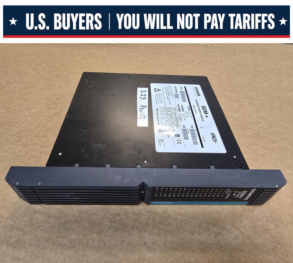 SIEMENS 39SDM024DCCBN APACS+, ROM:3.23, REV:12, SDM+ STANDARD DISCRETE MODULE, 24VDC, P/N: 16101-174/12  (Used)