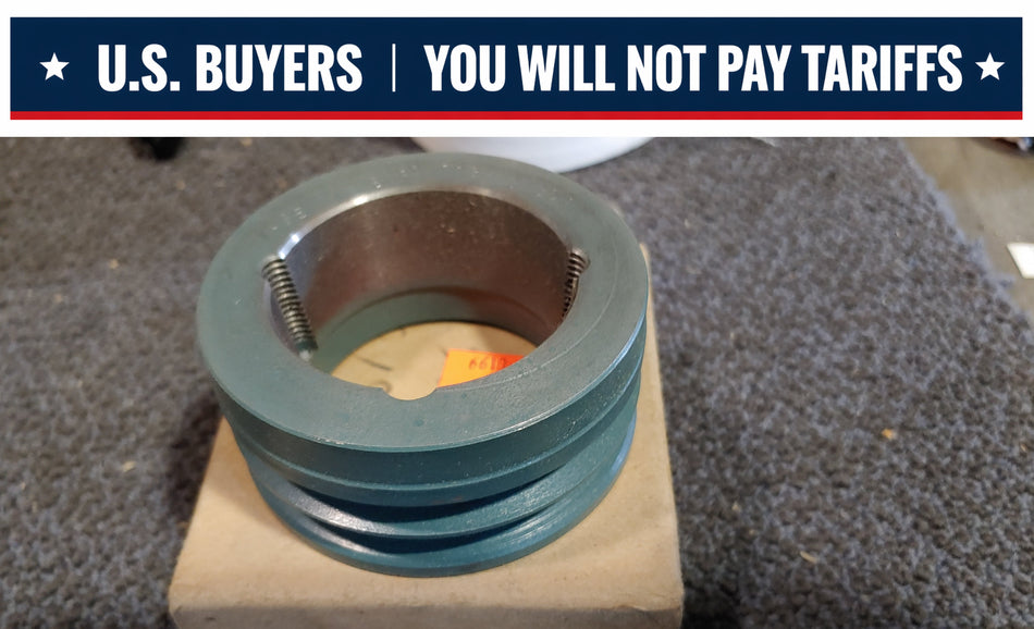 Dodge 2/3V3.35 VT-1610 112188 Bushing Bore V-Belt Pulley - 3V Belt Section, 2 Groove, 3.3 in Pitch Dia., 3.35 in O.D., Taper Lock Bushed, 1610 Series Bushing, Cast Iron Material