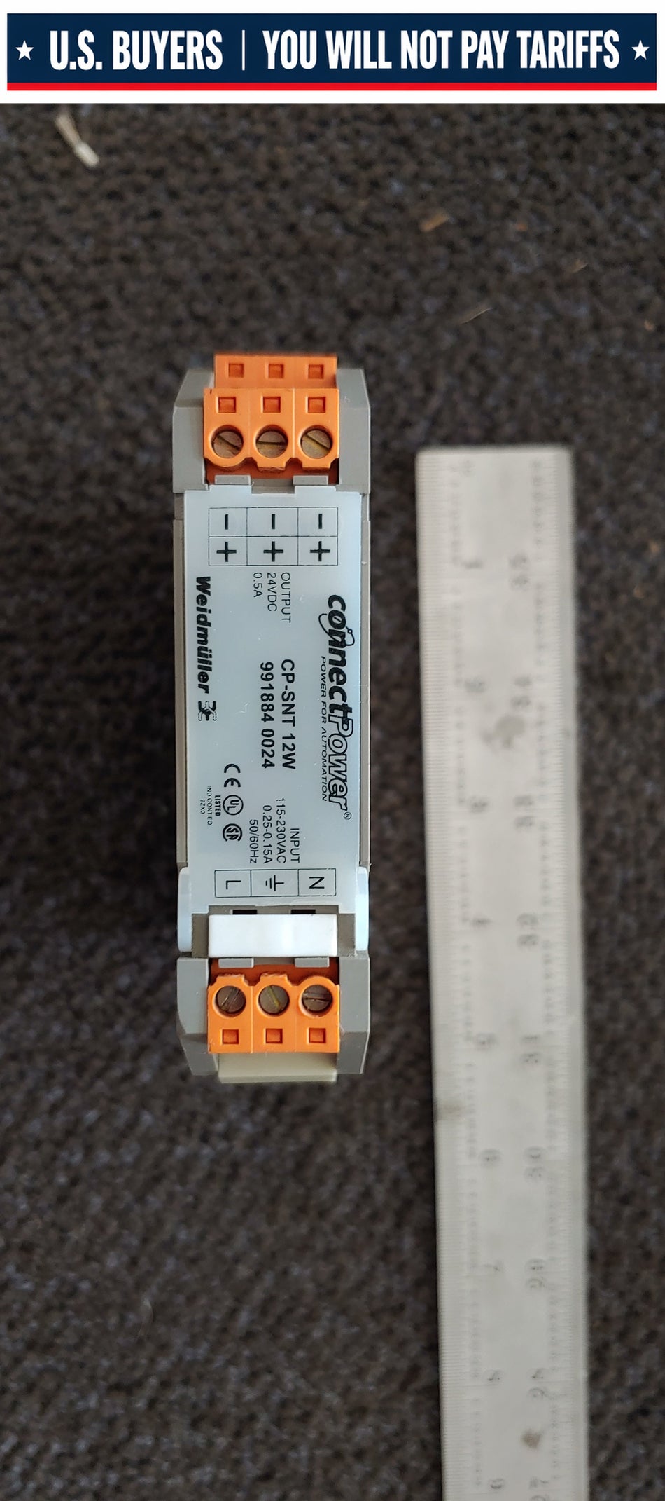 Weidmuller CP-SNT 12W DIN Power Supply 115-230Vac -24VDC 0.5A