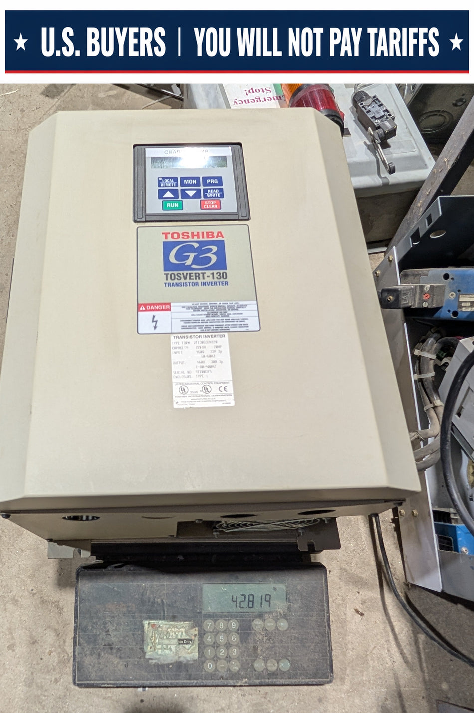 Toshiba Transistor Inverter G3 -VFD- VT130G3U4220 - 20 HP 460v 3Ph 400Hz