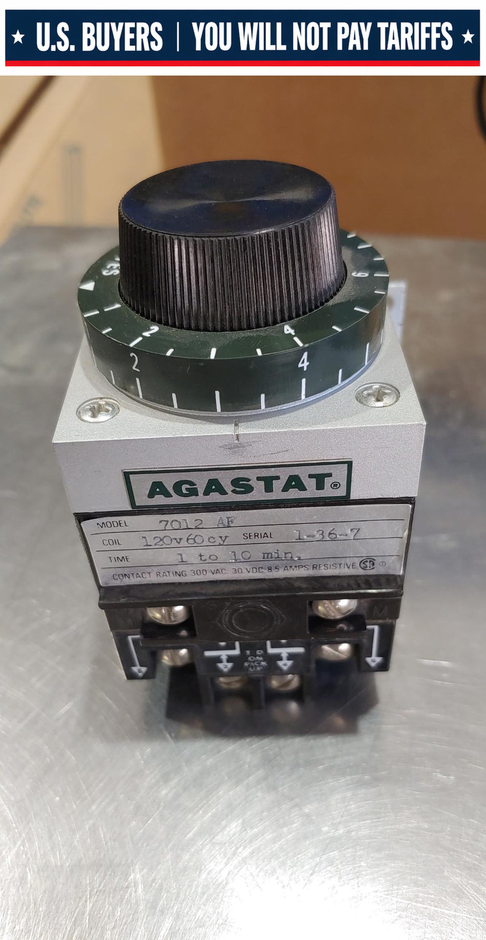 Agastat Timing Relay Model: 7012AF Coil:120V 60CY Time:1-10MIN