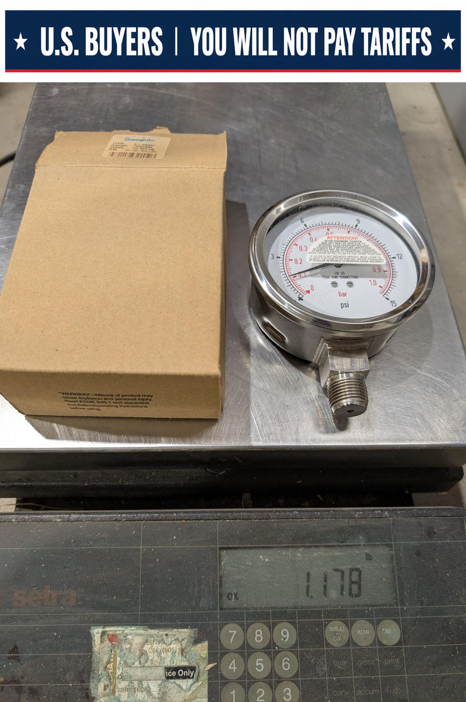 Swagelok - Pressure Gauge - PGI-100C-PG15-LAPX - NEW