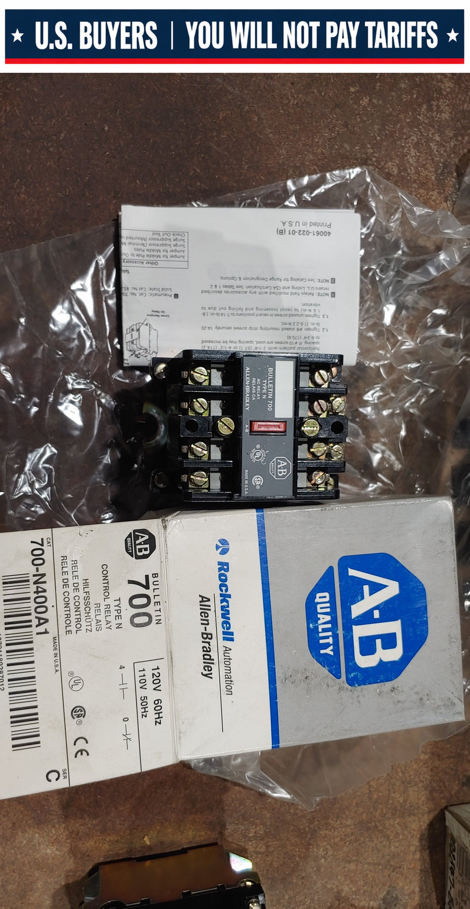 Allen Bradley 700-N400A1 Type N Control Relay 120v coil