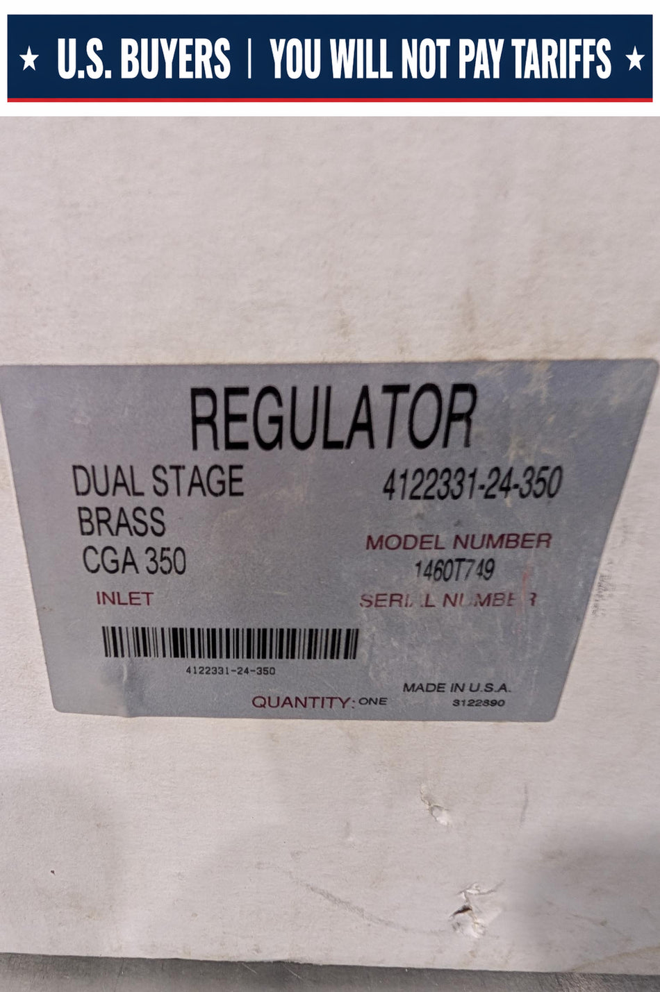 Concoa 400 Series 412-2331 Dual Stage Brass CGA 350 Pressure Regulator 100 PSI / 4000 PSI Gauges