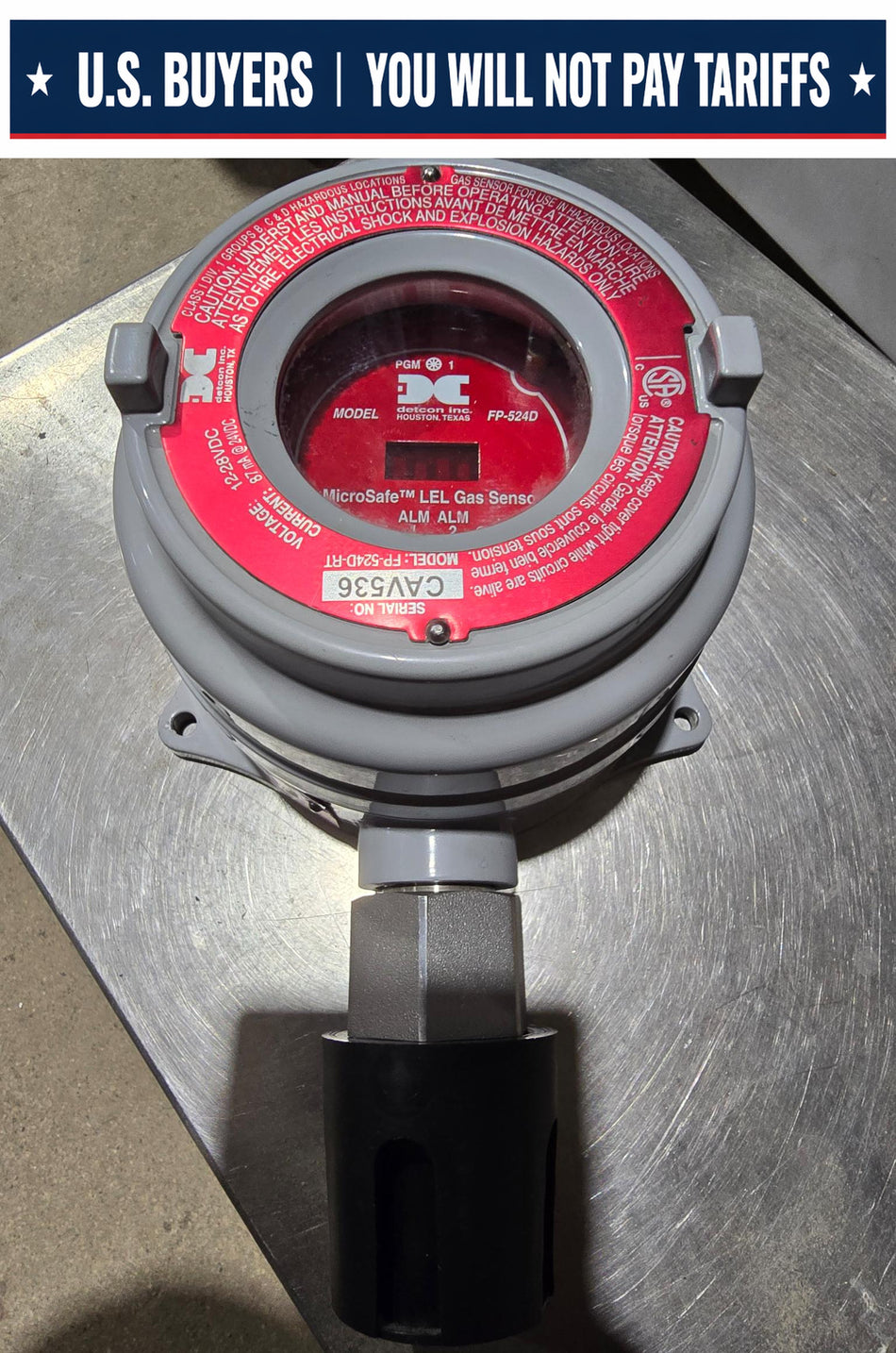 DETCON FP-524D-RT COMBUSTABLE GAS TRANSMITTER WITH SENSOR (USED)