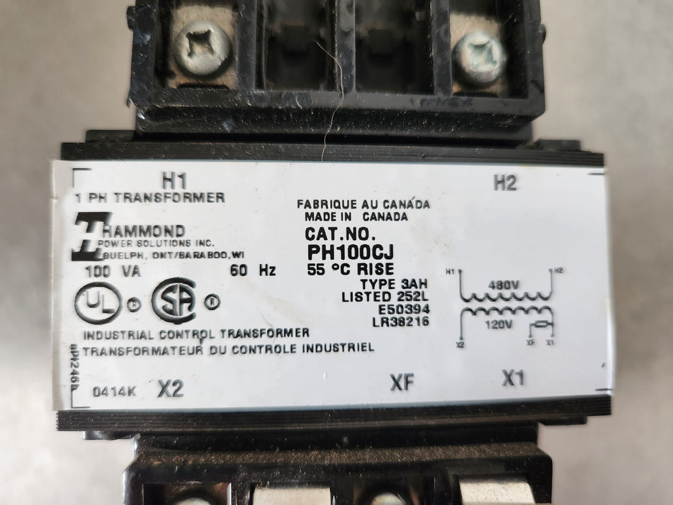 Hammond 100 VA - 1 PH Transformer - PH100CJ - 480V to 120V