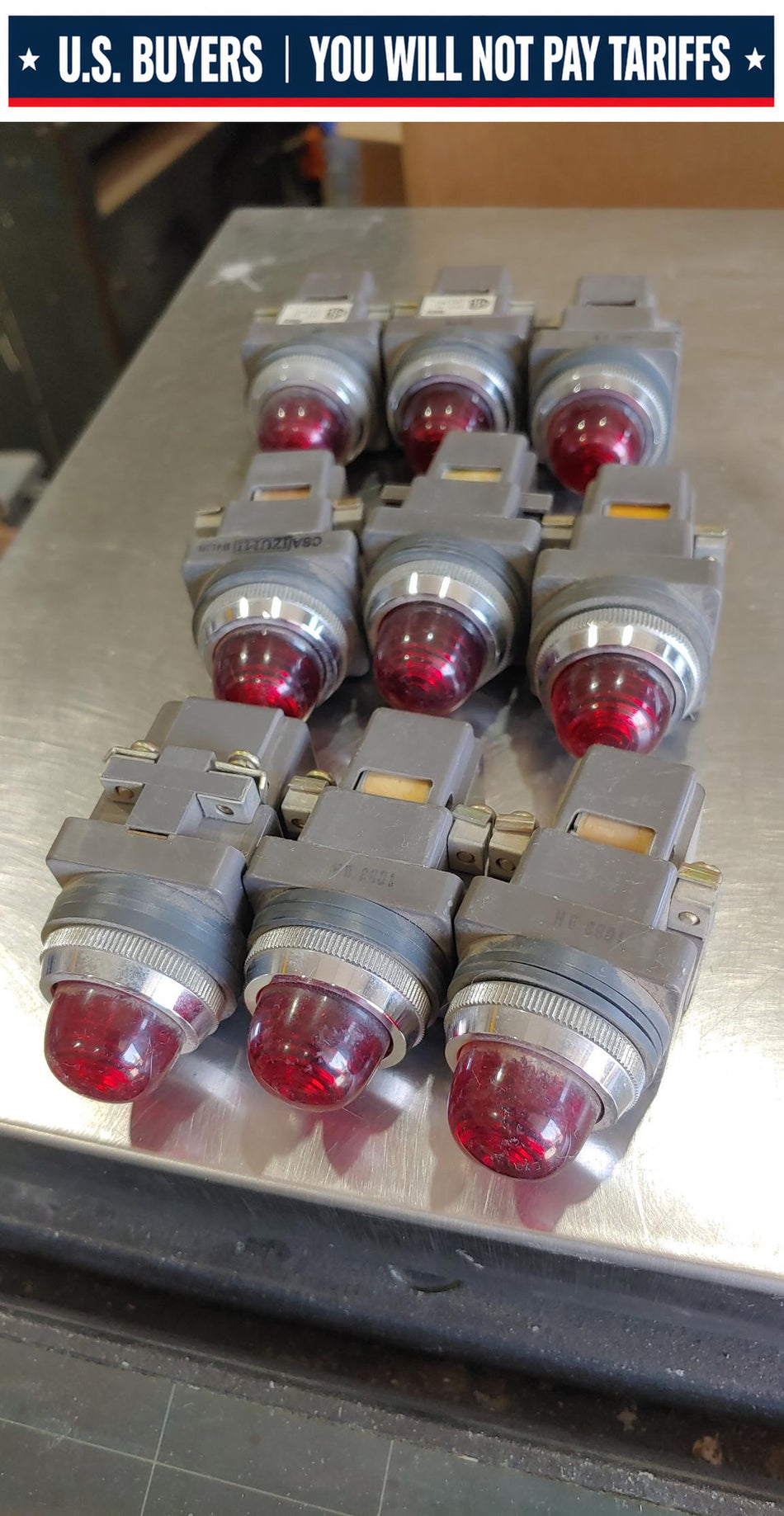 LOT OF 9 USED INDICATOR LIGHT APN116 IZUMI DENKI CO 110V RED LENS