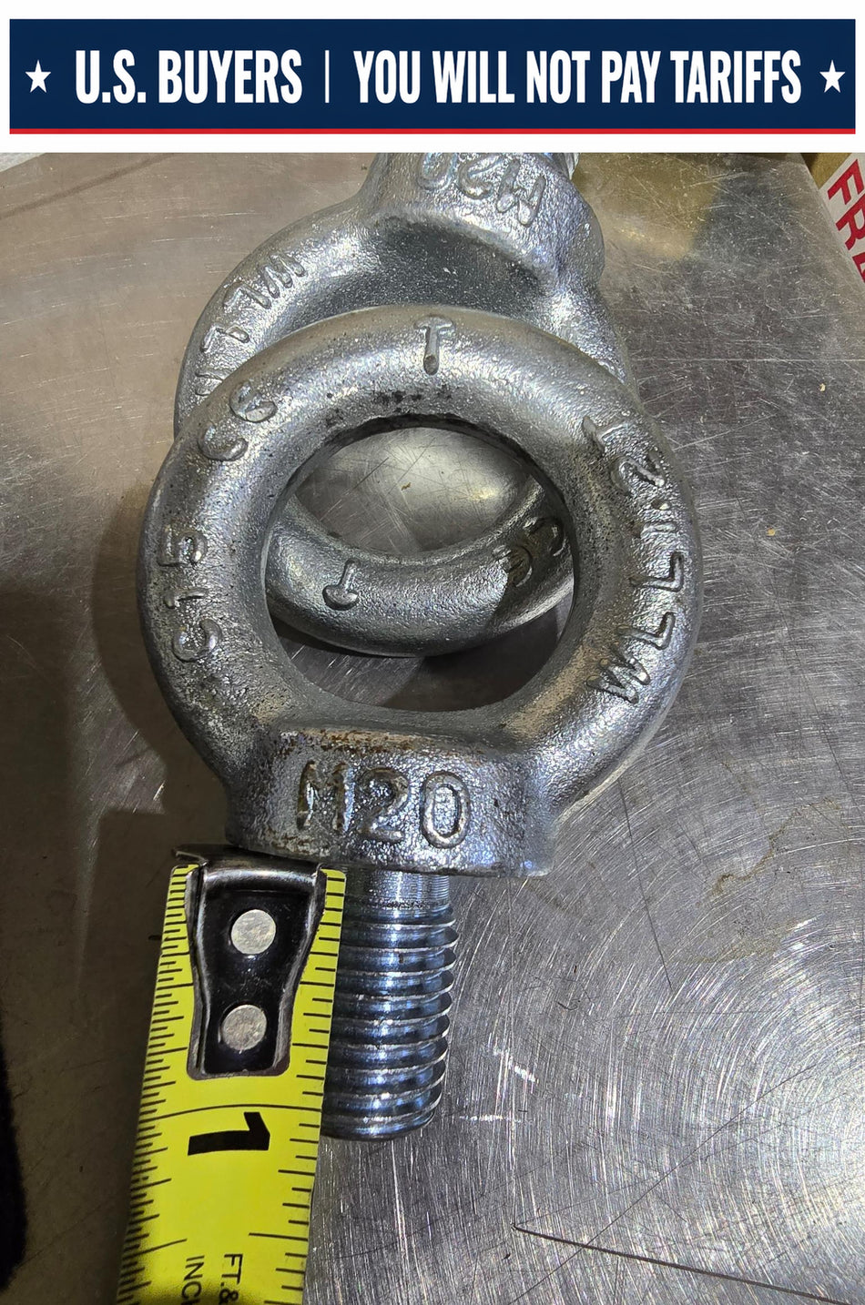 Shoulder Eyebolt Lifting Rings M20 WWL 1.2T C15 (Lot of 2)