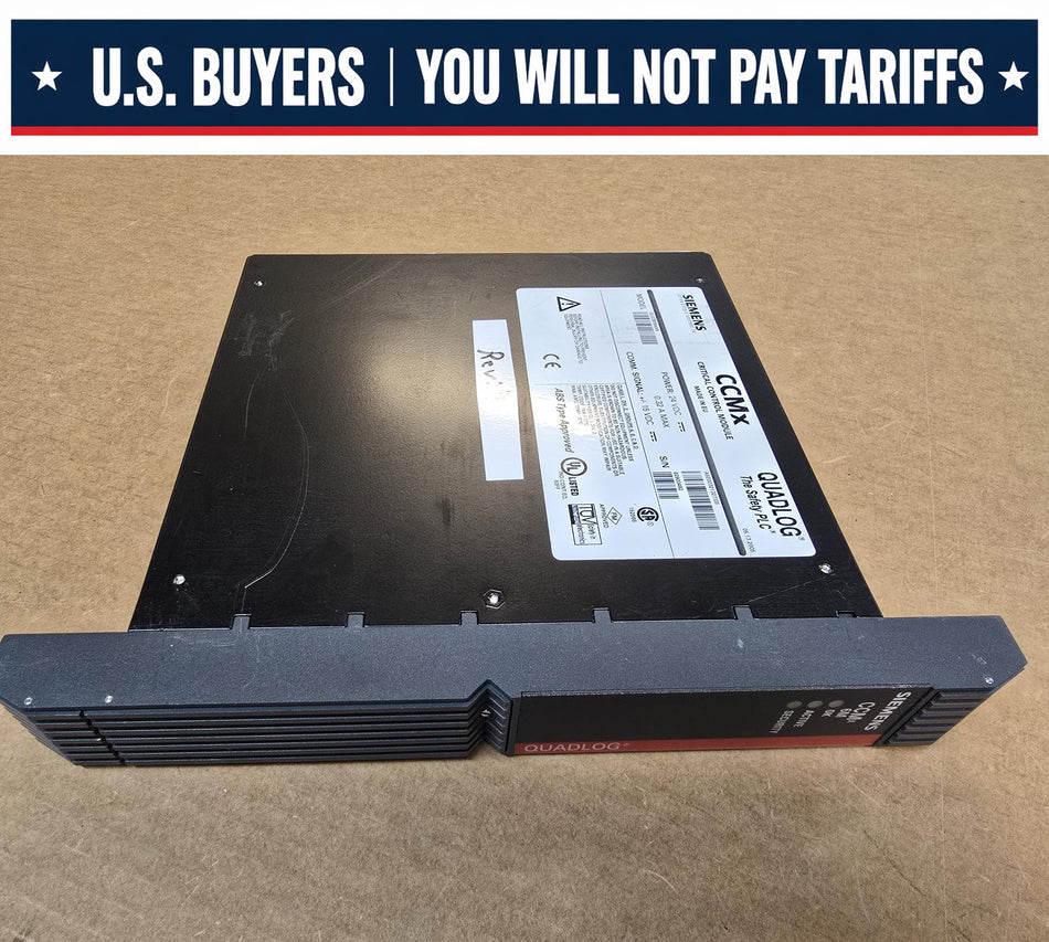 SIEMENS QLCCM36AAN QUADLOG, REV: 9, CCMX CRITICAL CONTROL MODULE, P/N:A5E00321327/09, 24VDC (Used)