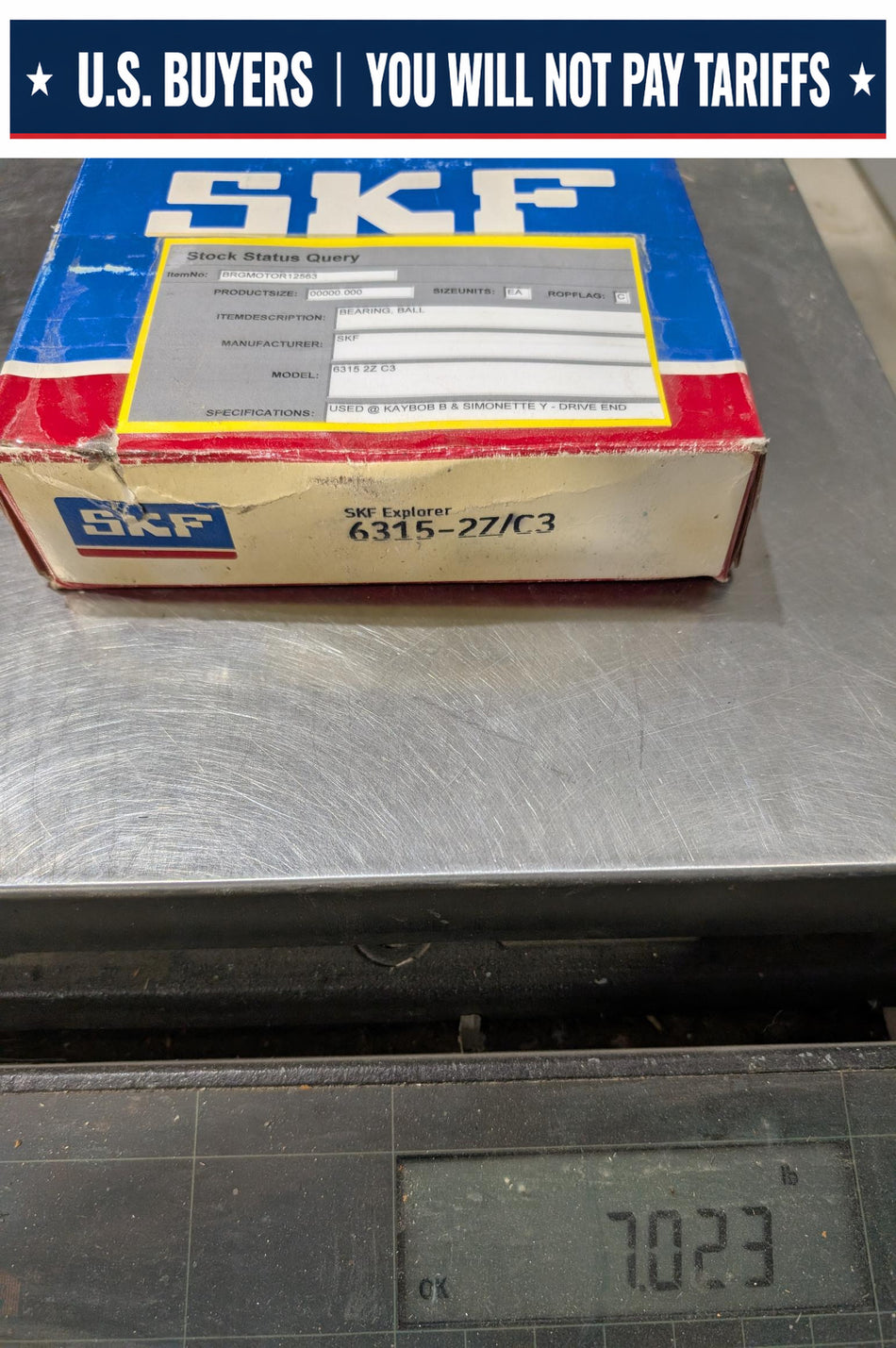 SKF Explorer Radial Deep Groove Ball Bearing - 6315-2Z/C3 - NEW