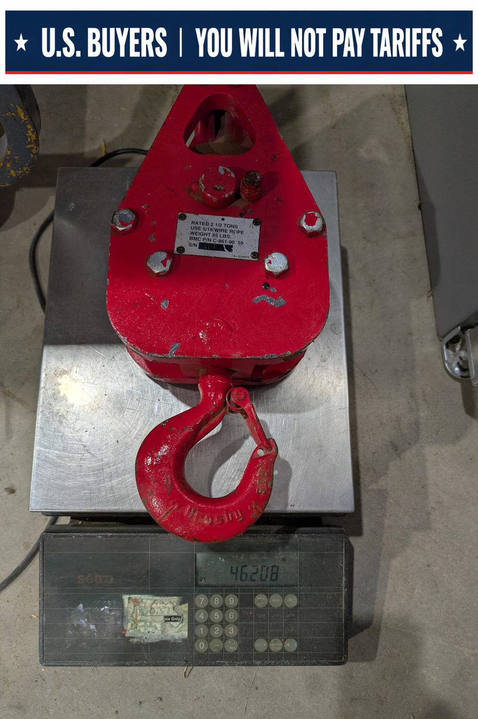 BMC 2-1/2 Ton Rated Snatch Block - 5/16 Rope Single Sheave - C-861-90 59