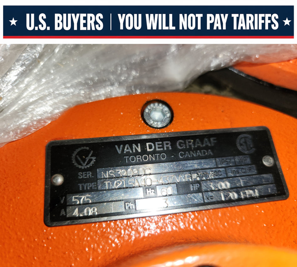 Van Der Graaf Drum Motor (Powered Conveyor Head Pulley) - 3.00 HP - 575v - 3 PH - TM215A40 -43ZVMRBCCW