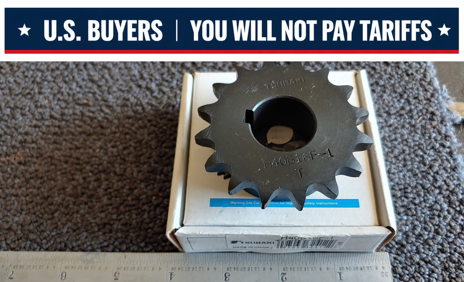 Tsubaki H40B16F-1 Finished Bore Sprocket - 40 / 1/2 in, Finished w/ Keyway, 1.0000 in Bore , 16 Teeth, Steel, Hardened Teeth Material