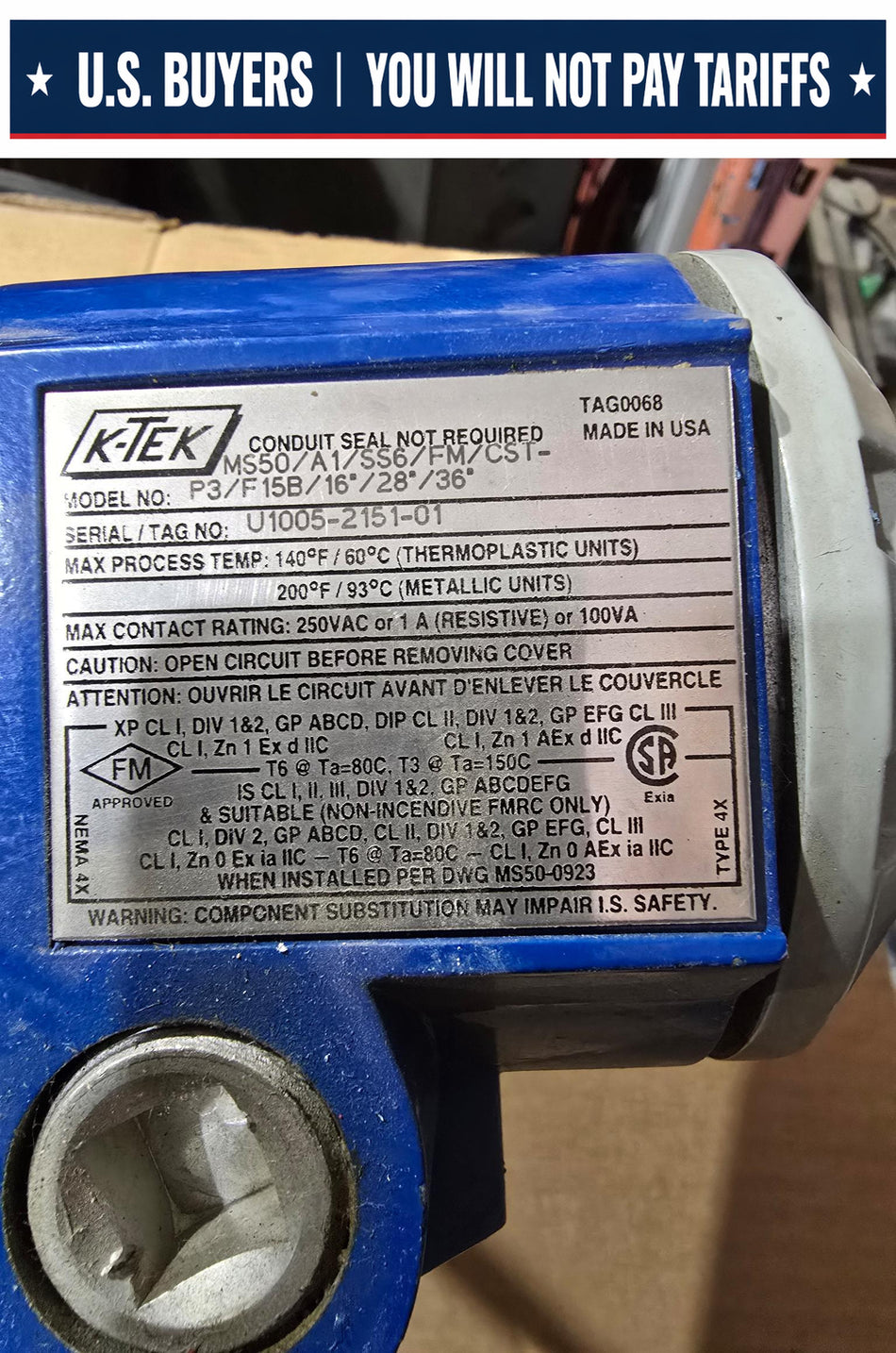 K-TEK MS50/A1/SS6/FM/CST-P3/F15B/16"/28"/36" BUOANCY LEVEL (USED MISSING FLOATS)