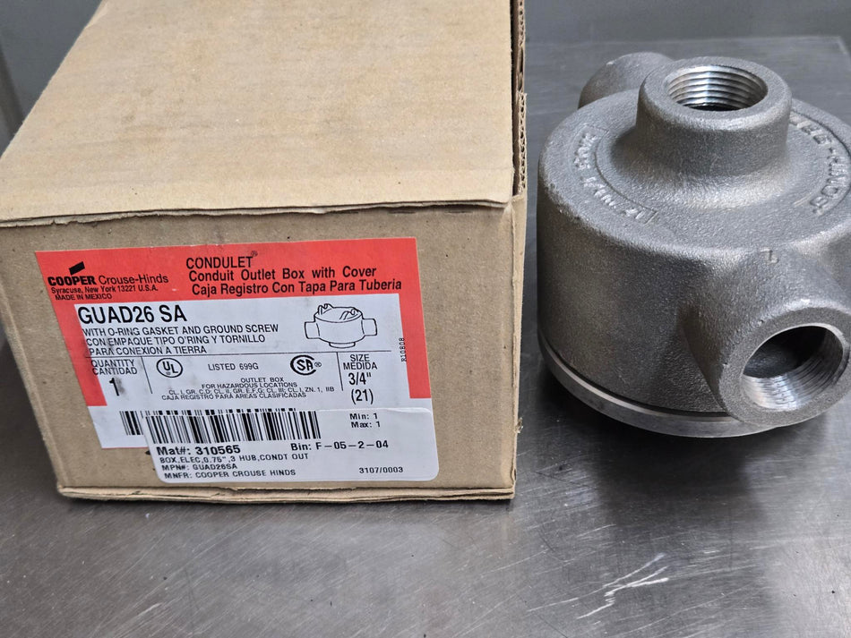 CROUSE HINDS GUAD26 SA CONDUIT OUTLET BOX WITH COVER 3/4"