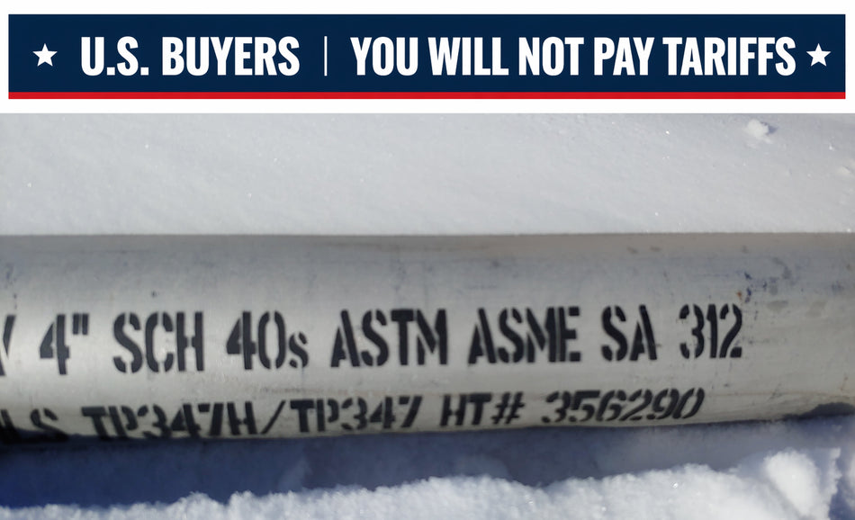 4" TP347L Stainless Steel Pipe, SCH 40, 20 FT Lengths