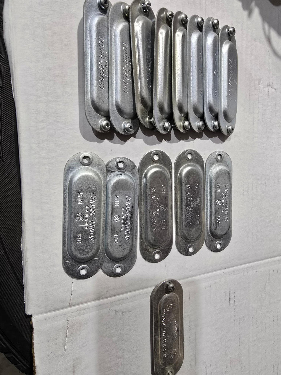 Crouse Hinds Conduit Outlet Body covers 1/2" 180 (lot of 14 assorted)