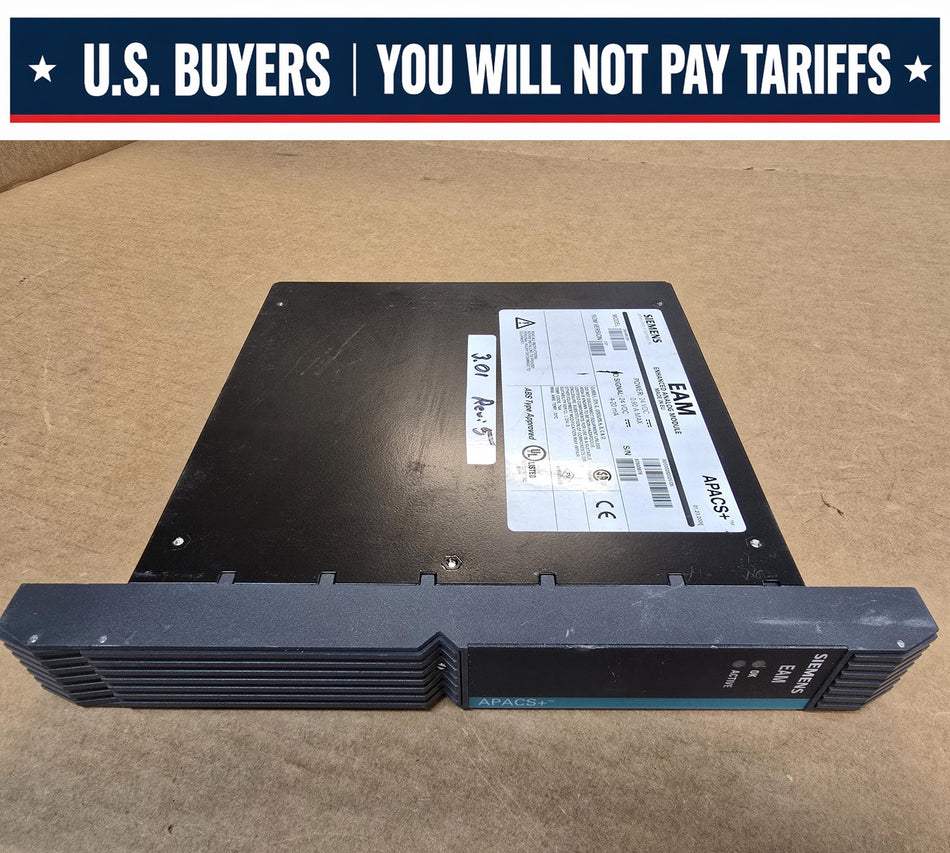 SIEMENS 39EAMCBN APACS+, ROM:3.01, REV:5, EAM ENHANCED ANALOG MODULE, 24VDC, P/N: A5E00282025/05  (Used)