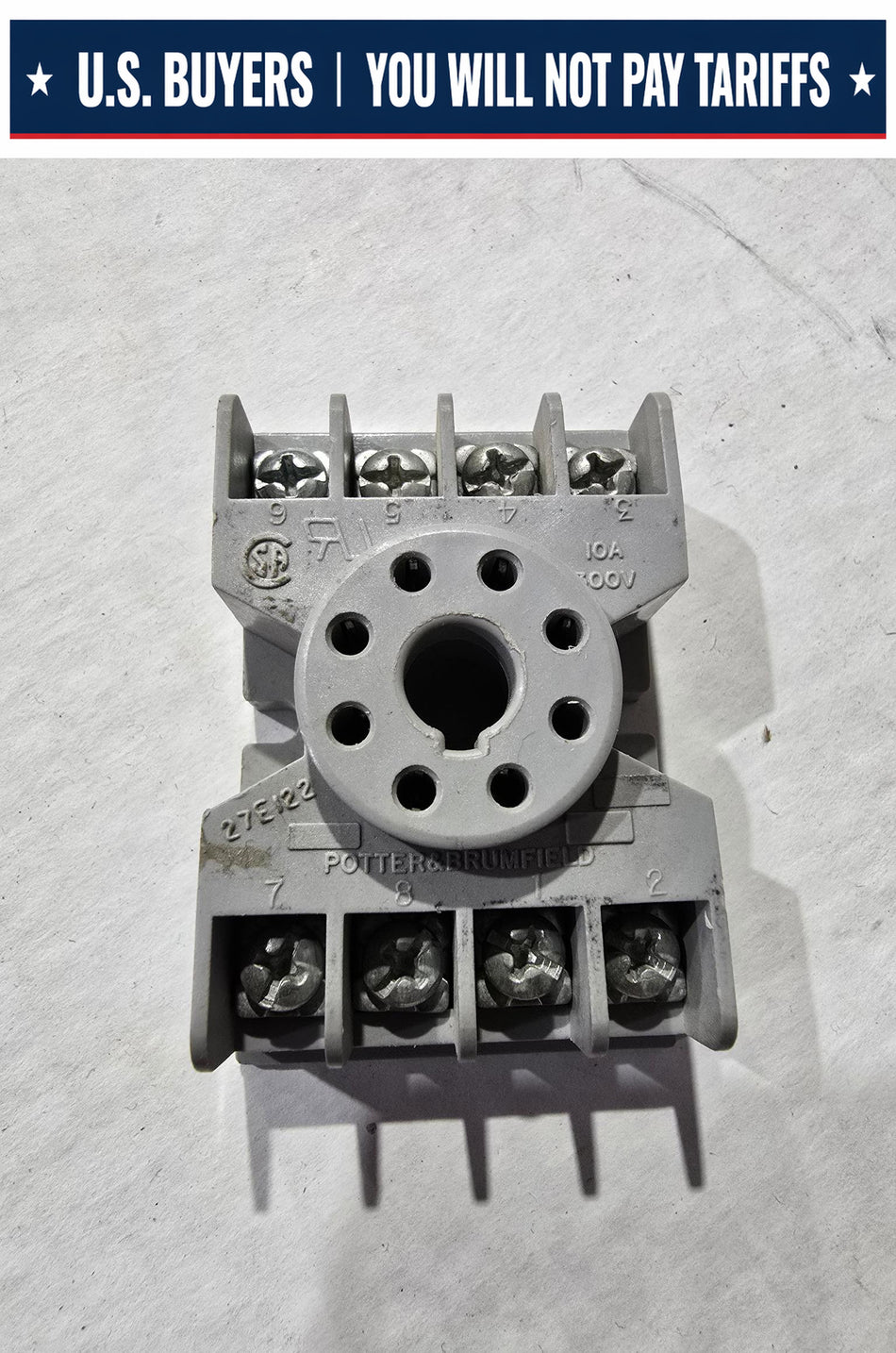 POTTER & BRUMFIELD 27E122 8-Pin Relay Socket 10A 300V (LOT OF 4 USED)