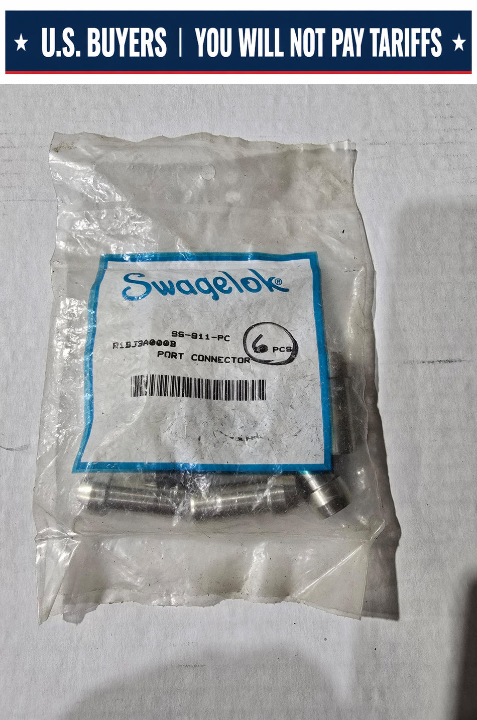Stainless Steel Swagelok Tube Fitting, Port Connector, 1/2 in. Tube OD Part #: SS-811-PC R1BJ3A000B QTY:6 PIECES
