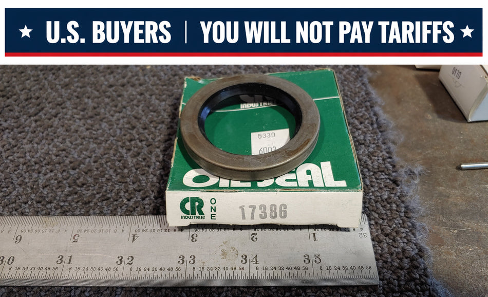 CR Seal 17386 Single Lip Oil Seal - Solid, 1.750 in Shaft, 2.502 in OD, 0.313 in Width, Nitrile Rubber (NBR) Lip Material