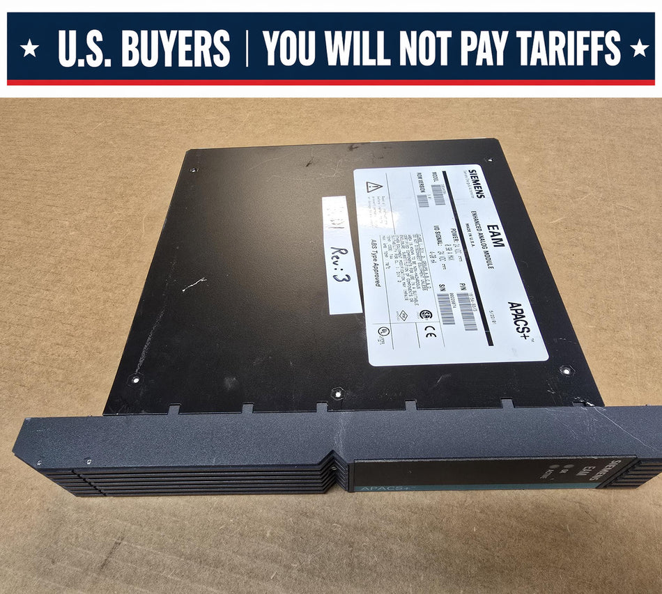 SIEMENS 39EAMCBN APACS+, ROM:3.01, REV:3, EAM ENHANCED ANALOG MODULE, 24VDC, P/N: 16154-93/3  (Used)
