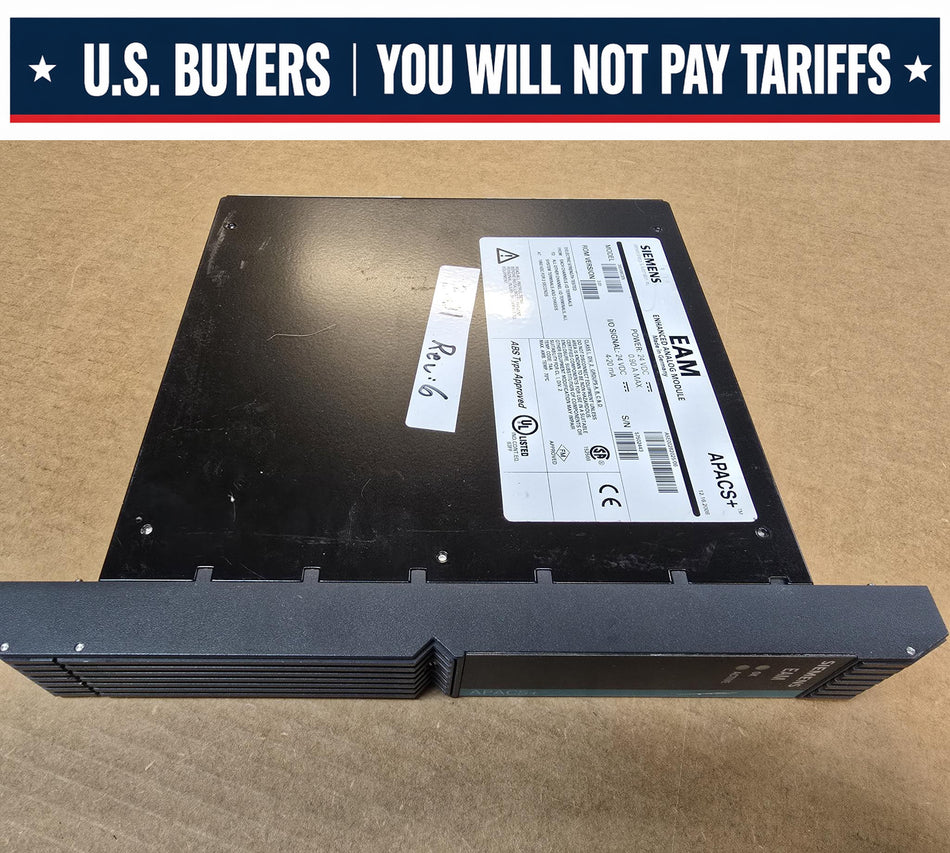 SIEMENS 39EAMCBN APACS+, ROM:3.01, REV:6, EAM ENHANCED ANALOG MODULE, 24VDC, P/N: A5E00282025/06  (Used)