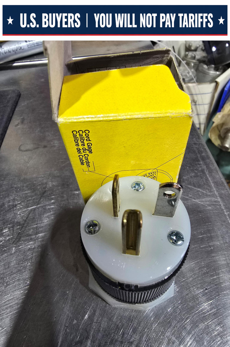 Straight Blade Male Plug, Heavy Duty, Industrial/Commercial Grade, Straight, 2-Pole 3- Wire Grounding, 20A 125V