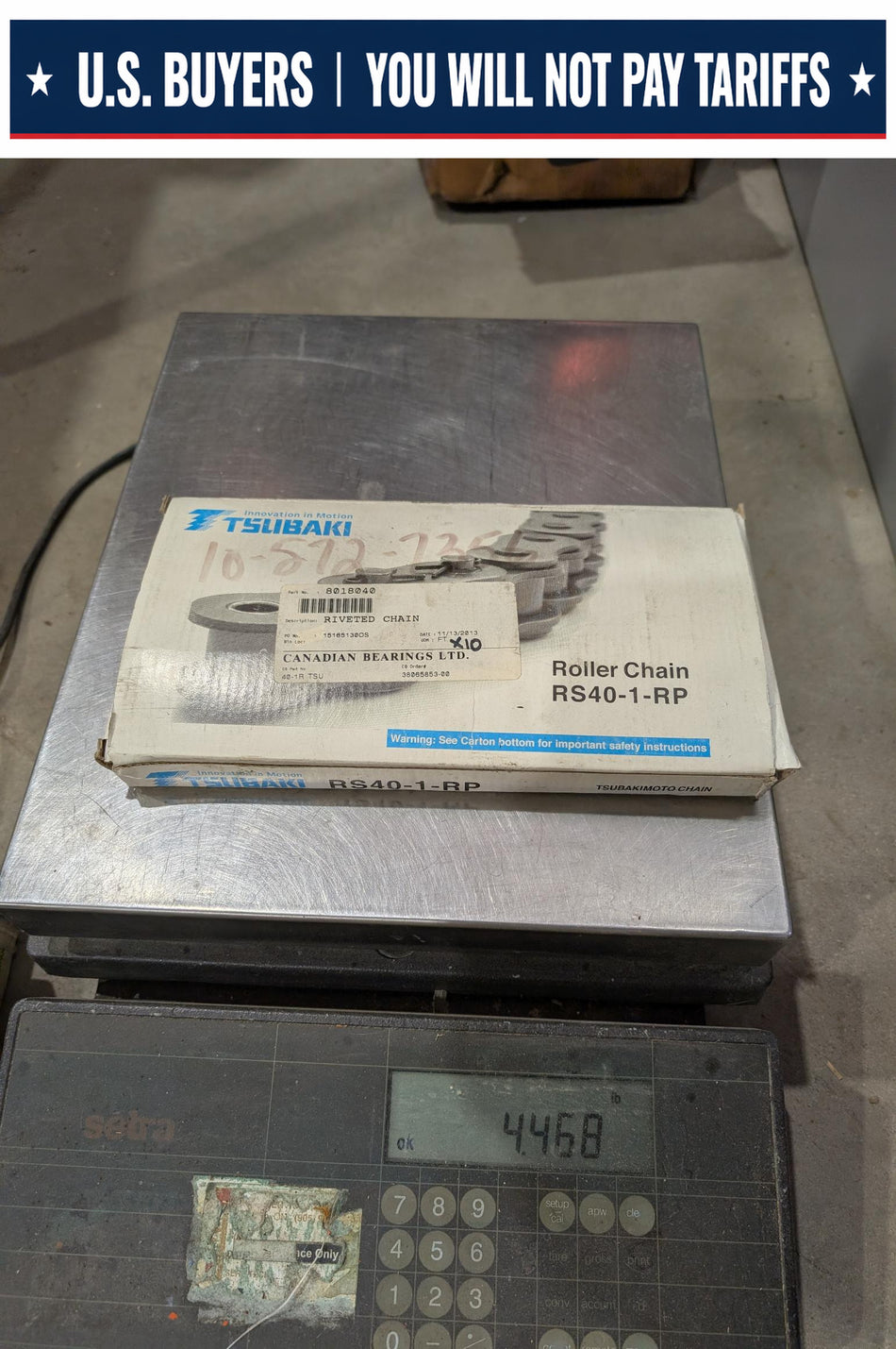 TSUBAKI Roller Chain RS40-1-RP -8018040 - 10 FT - New