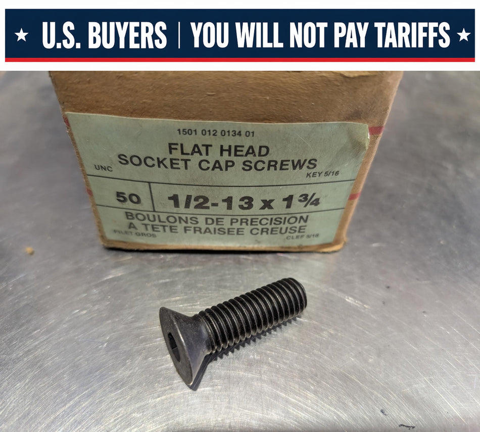 Box of 50 - Flat Head Socket Cap Screws - UNC - 1/2-13x1/3/4 - 5/16 KEY