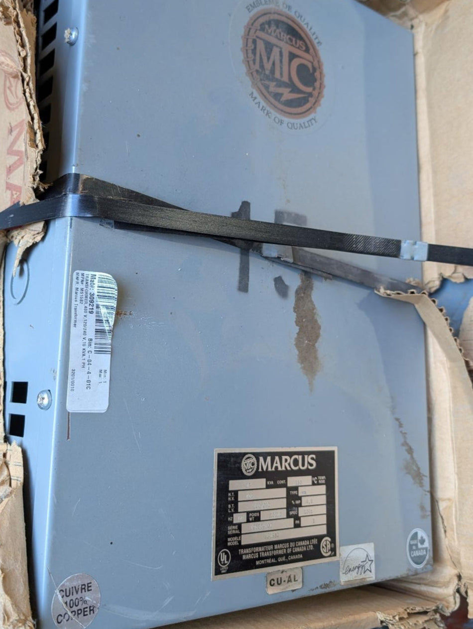 Marcus 15 KVA Transformer, 1PH, 480v to 120/240v - MS15B2