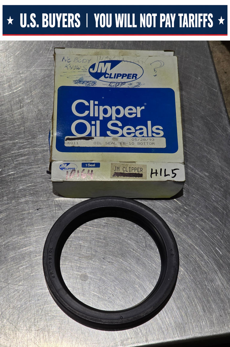 JM Clipper LUP NBR Solid 10164 H1L5 3.375" Shaft x 4.375" Bore x 0.500" Seal Length