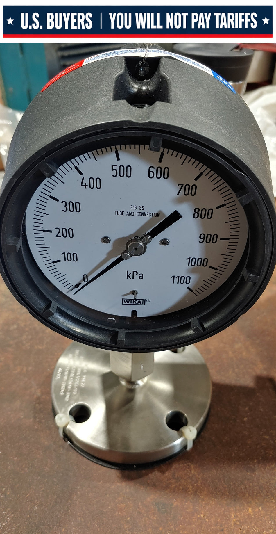 Wika Pressure Guage 232.34  0 to 1100kPa with Wika 990.27 Diaphragm seal with flange connection