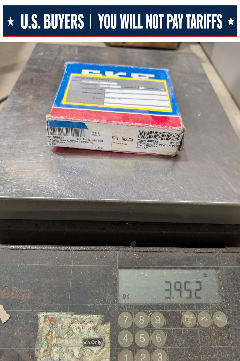 SKF Radial Deep Groove Ball Bearing - 6312 2RS1 C3 - NEW