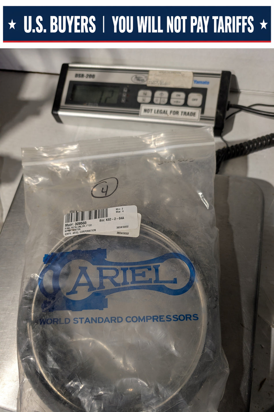 Ariel 7" Piston Ring, Unloader Assembly - A12705 - New