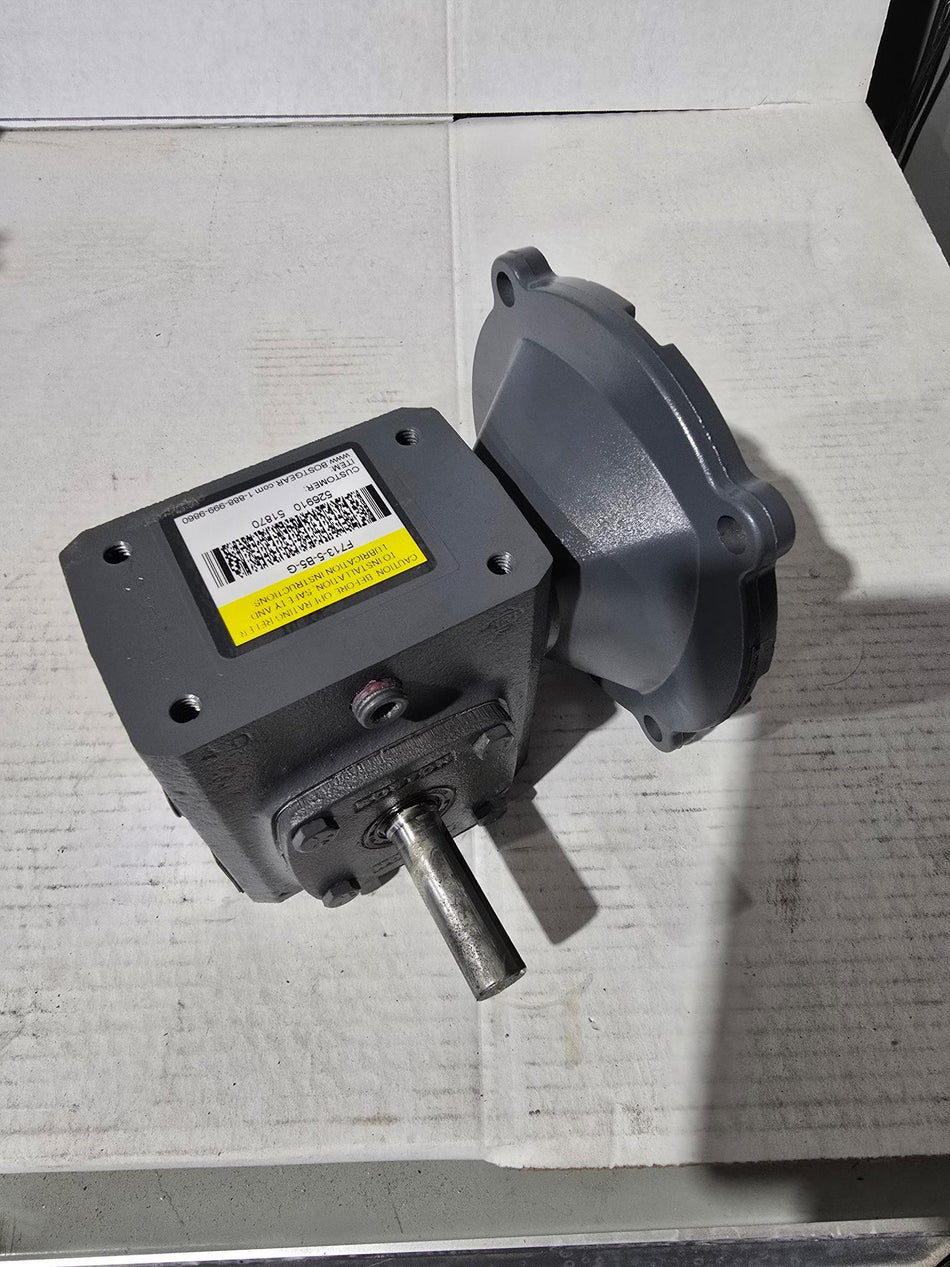 Boston Gear F713-5-B5-G Right Angle Worm Gear Speed Reducer INPUT HP: 1.39  OUTPUT TORQUE: 235 INCH LB  RATIO: 5:1