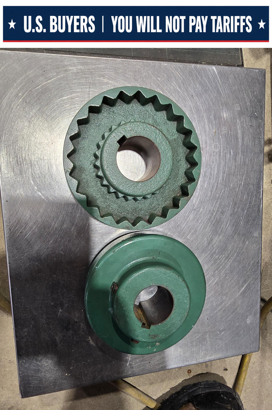 Sleeve Coupling Flange 8S X 1-5/8"  -  Size 8, 1-5/8" Bore, Cast Iron Material 3/8 KEYWAY (LOT OF 2 USED)