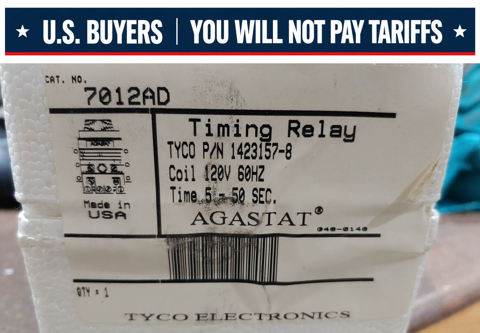 Agastat Timing Relay Model: 7012AD Coil:120V 60Hz Time:5-50Sec