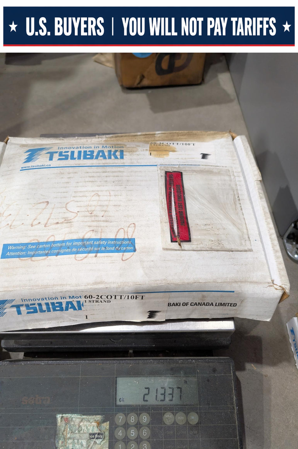 TSUBAKI Roller Chain 60-2COTT - 10 FT - New