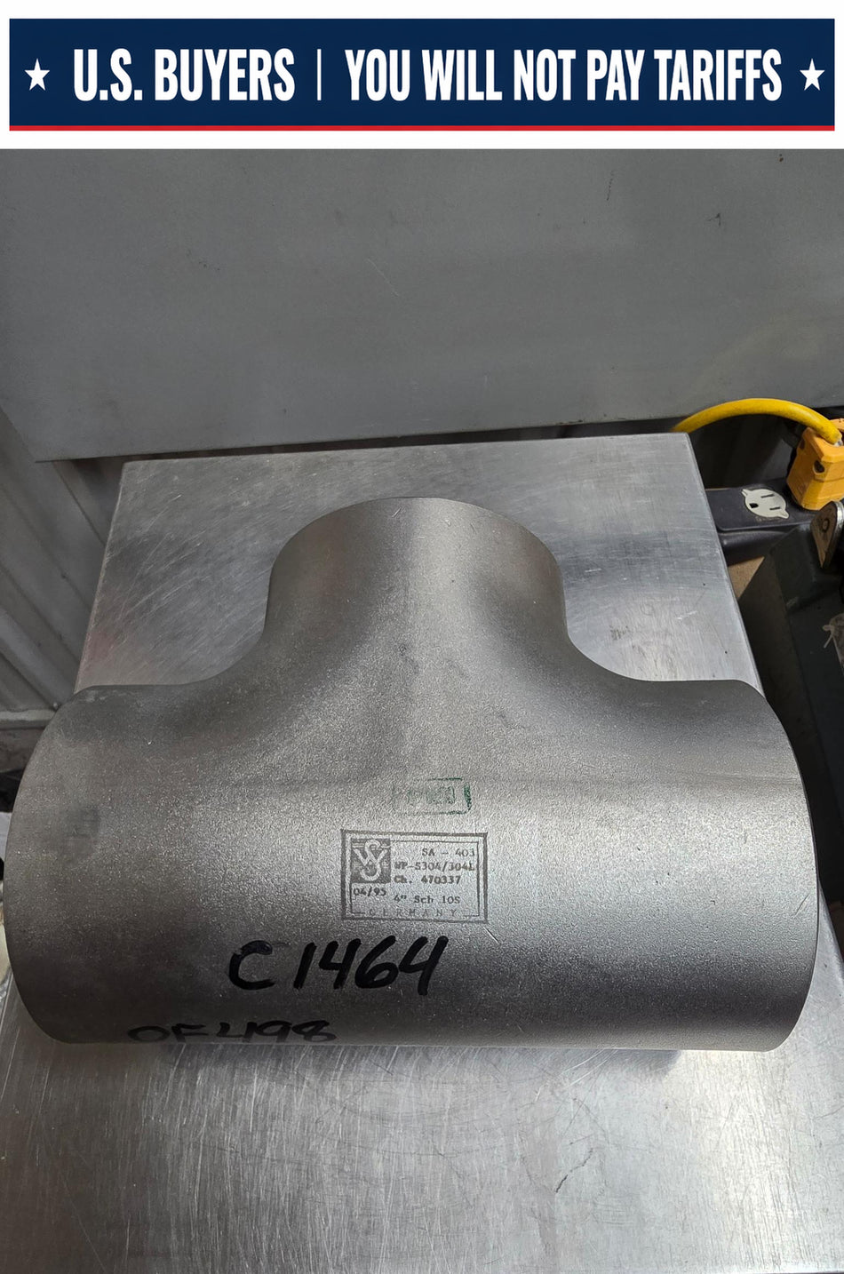 Schulz Tee  4"  Schedule 10  Butt Weld 304/304L Stainless Steel  CH. 470337