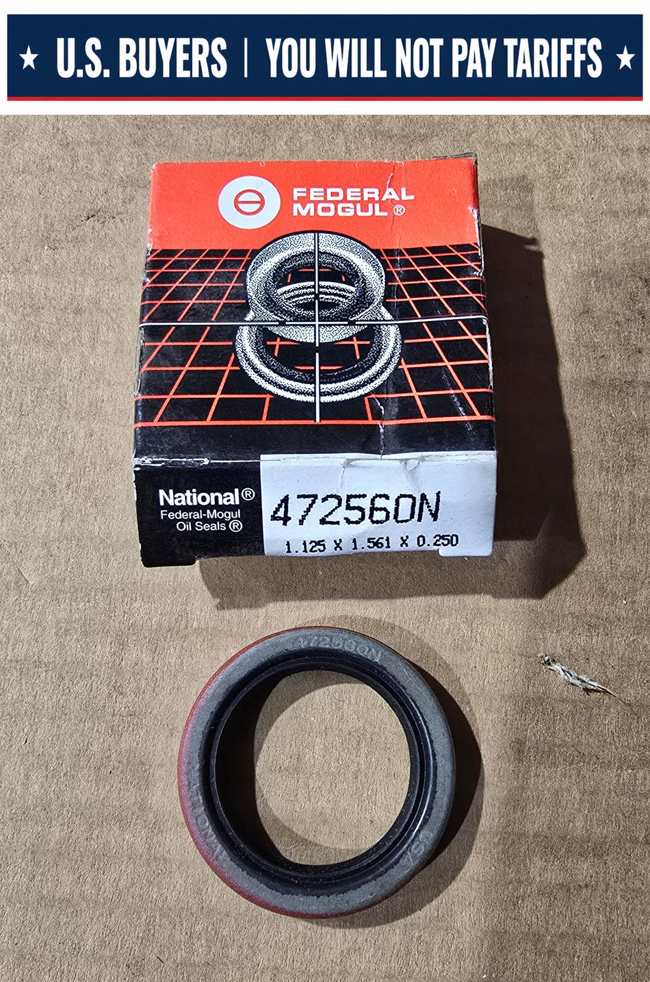 National Oil Seal, Part Number 472560N Shaft Size - 1.125 in 28.575 mm  Outer Diameter - 1.565 in 39.751 mm  Overall Width - 0.25 in 6.35 mm  Housing Bore -1.561 in 39.649 mm