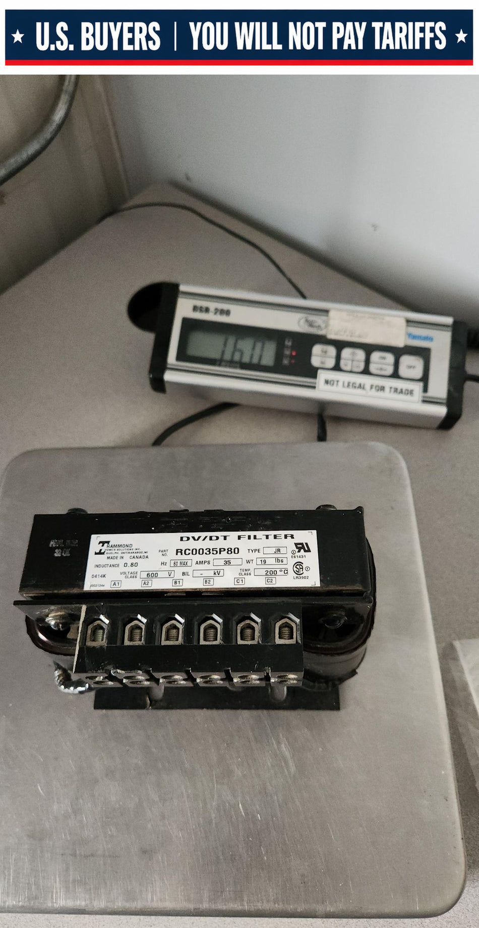 Hammond DV/DT Filter- Line reactor - RC0035P80 - 600V - 35 Amps - Reactor only