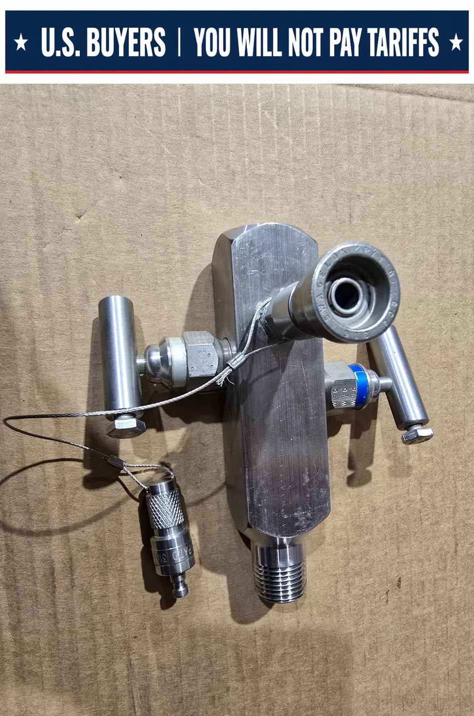 PGI Block-Valve,V-570SCJ 1/2" MNPT x 1/2 FNPT, 316 SST WITH SWAGELOK QC4 (USED)