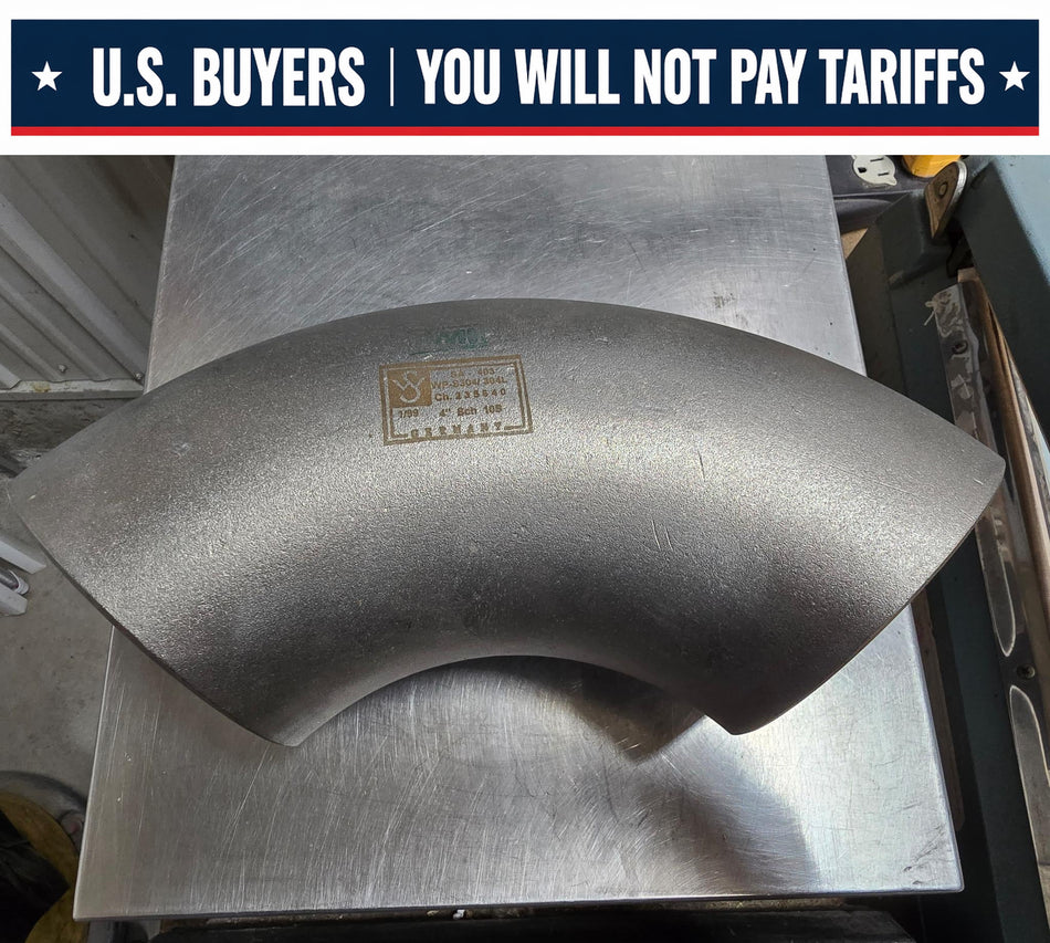 Schulz 4", Schedule 10, Long Radius, Butt Weld 90° Elbow, 304/304L Stainless Steel