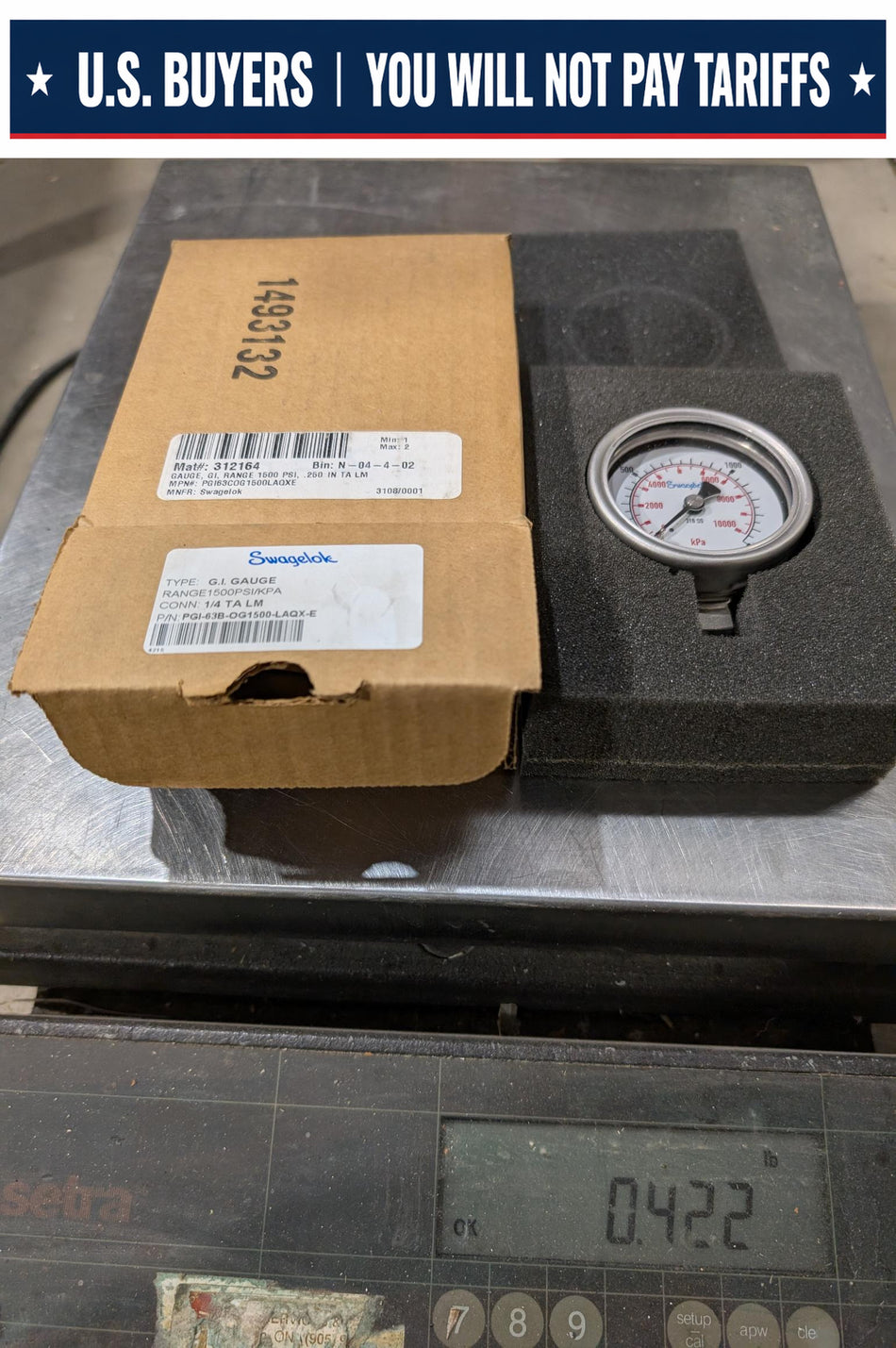 Swagelok - Pressure Gauge - PGI-63B-OG1500-LAQX-E - NEW