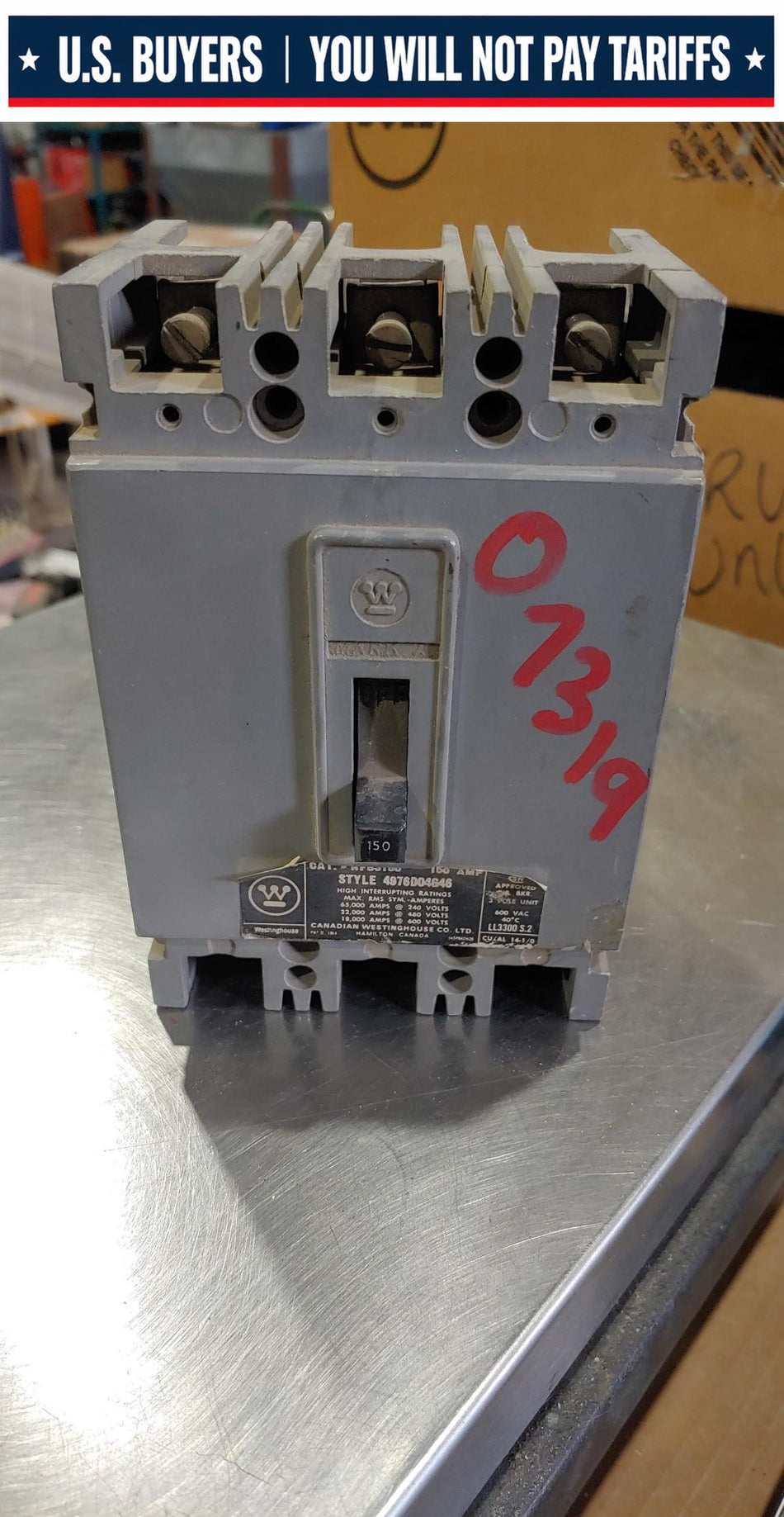 Westinghouse HFB3150 150A Breaker (used)